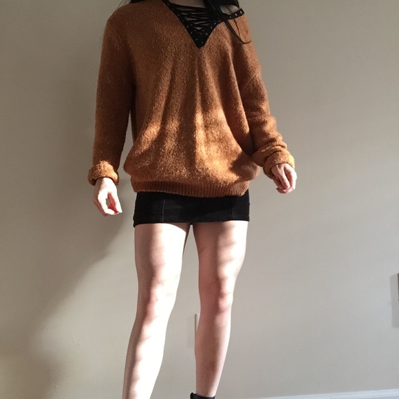 Shoe Lace-Front Oversized Sweater - Picture 2 of 8
